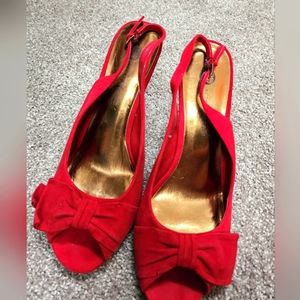 Audrey Brooke Red Suede Size 11 Peep toe